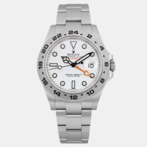 Rolex White Stainless Steel Explorer II 216570 Automatic Men's Wristwatch 42 mm