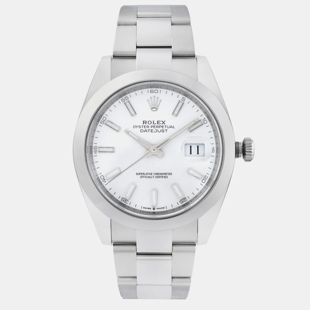 Stacked from 13 images. Method=A (R=8,S=4) Rolex White Stainless Steel Datejust 126300 Automatic Men's Wristwatch 41 mm