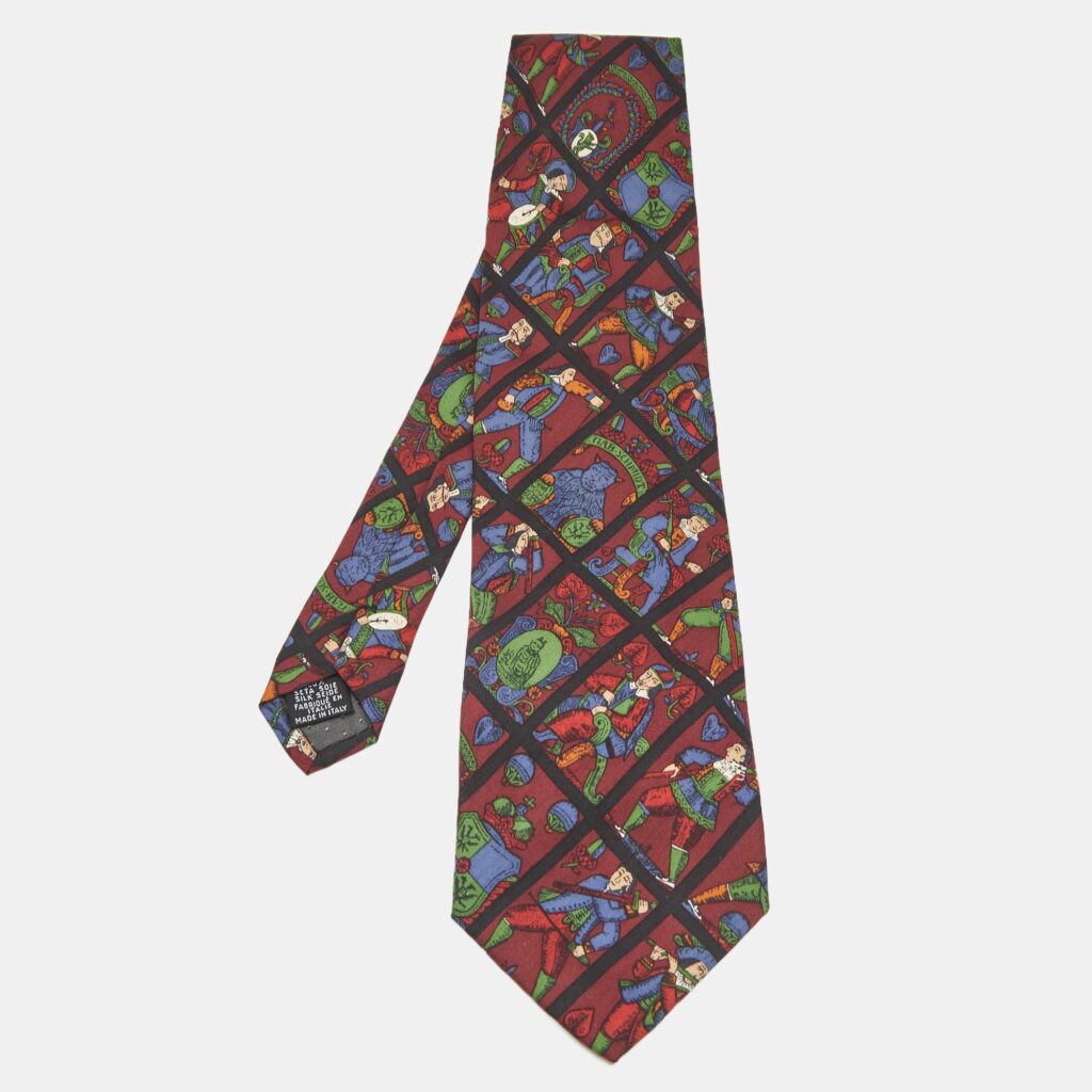luxury-men-saint-laurent-paris-used-accessories-p1169154-001 Saint Laurent Paris Vinatge Burgundy Printed Silk Traditional Tie