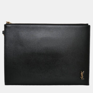 Saint Laurent Black Monogram Leather Clutch