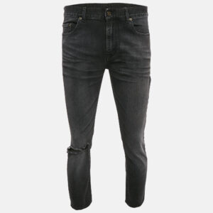 Saint Laurent Paris Black Denim Distressed Jeans M Waist 32"