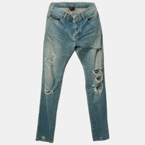 Saint Laurent Blue Ripped Denim Skinny Jeans M Waist 32"