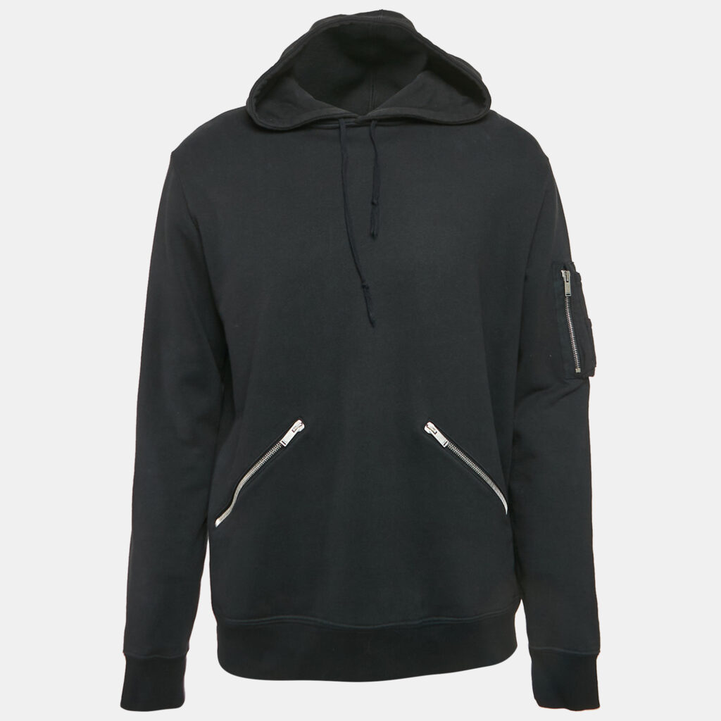luxury-men-saint-laurent-paris-used-clothes-p1131997-001 Saint Laurent Paris Black Cotton Hooded Sweatshirt XL
