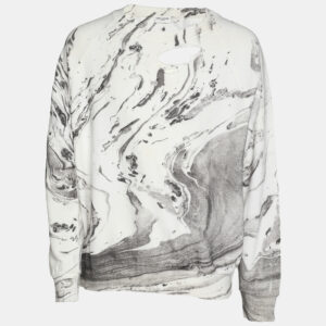 Saint Laurent Grey Cotton Marble Print Sweatshirt L