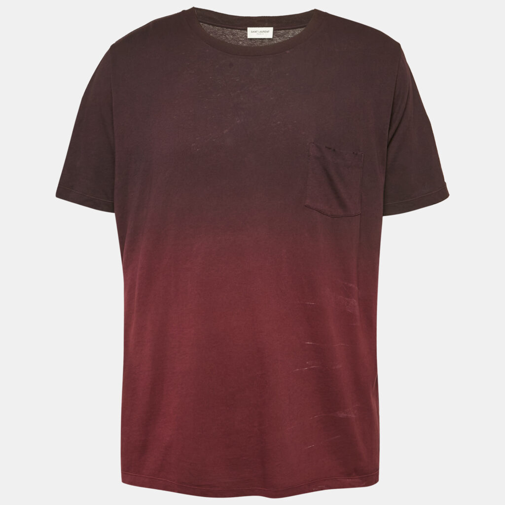 luxury-men-saint-laurent-paris-used-clothes-p1148903-007 Saint Laurent Burgundy Ombre Crewneck T-Shirt XL