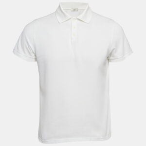 Saint Laurent White Cotton Pique Polo T-Shirt M