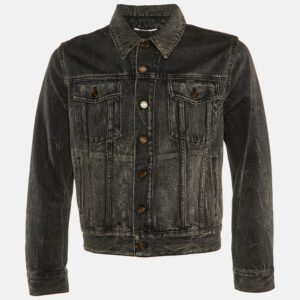 Saint Laurent Dark Grey Washed Denim Button Front Jacket L