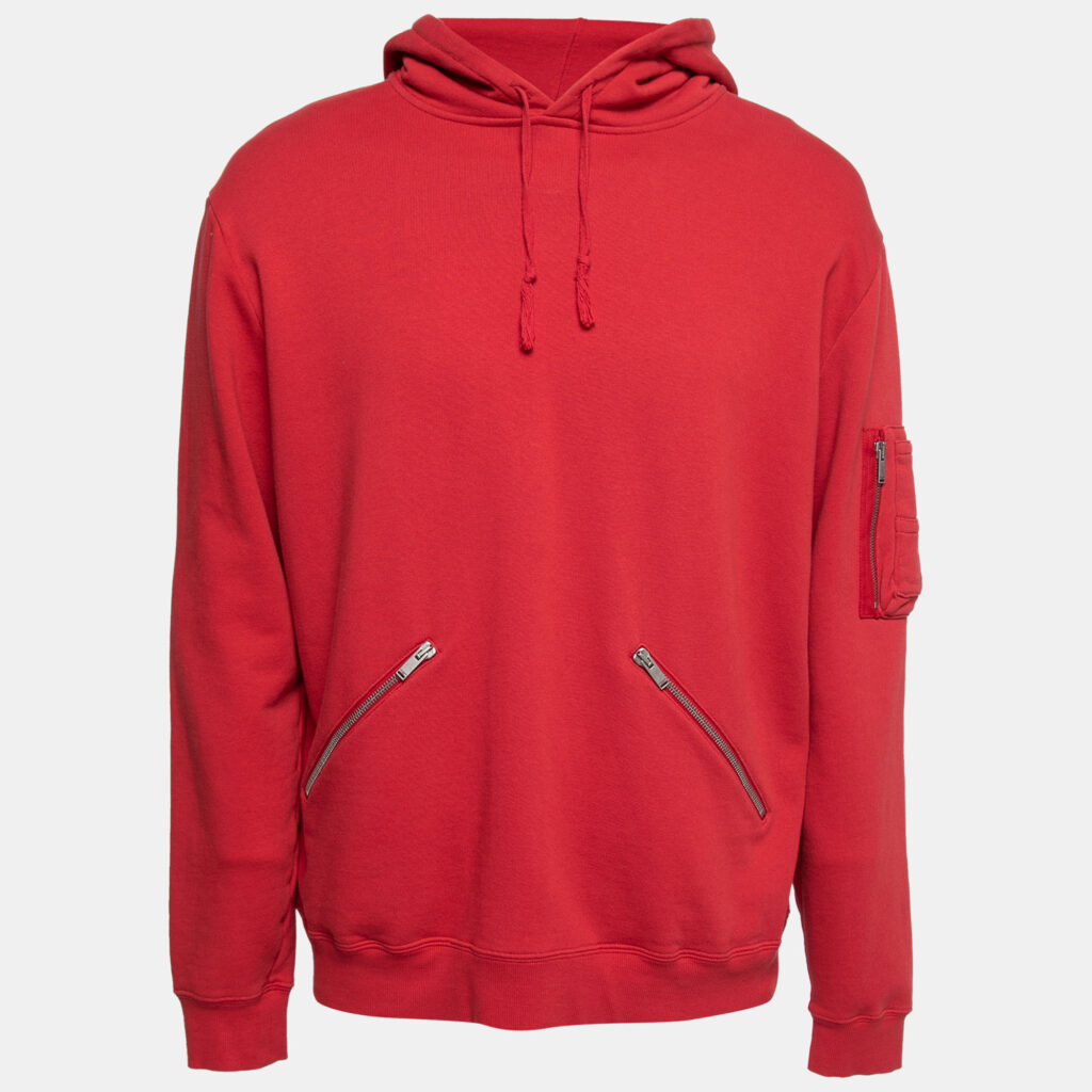 luxury-men-saint-laurent-paris-used-clothes-p733990-001 Saint Laurent Red Cotton Long Sleeve Hoodie XL