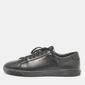 Saint Laurent Black Leather Andy Lace Up Sneakers Size 43.5