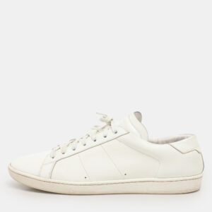 Saint Laurent White Leather Low Top Sneakers Size 46