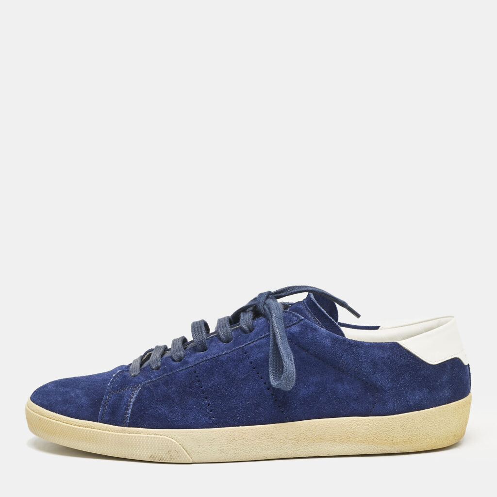 luxury-men-saint-laurent-paris-used-shoes-p1141478-004 Saint Laurent Blue Suede Court Classic Sneakers Size 45