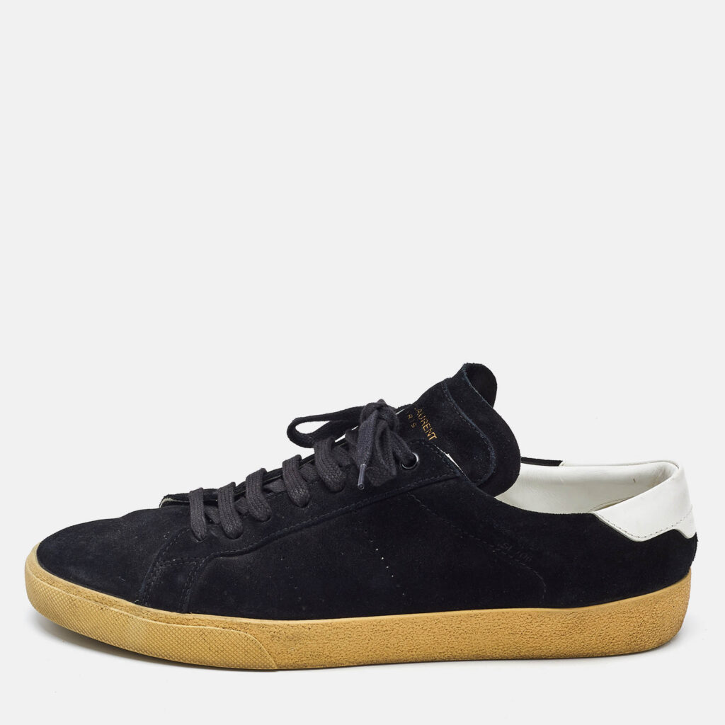 luxury-men-saint-laurent-paris-used-shoes-p1141506-010 Saint Laurent Black Suede Soho Court Classic Low Top Sneakers Size 45