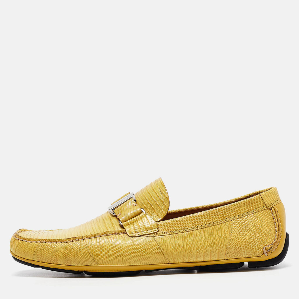 luxury-men-salvatore-ferragamo-new-shoes-p1046215-010 Salvatore Ferragamo Yellow Lizard Sardegna Loafers Size 44.5