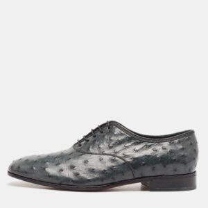 Salvatore Ferragamo Grey Ostrich Leather Gris Oxfords Size 41.5