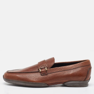 salvatore ferragamo tan leather slip on loafers size 41.5
