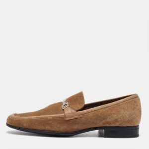 Salvatore Ferragamo Beige Suede Slip On Loafers Size 41.5