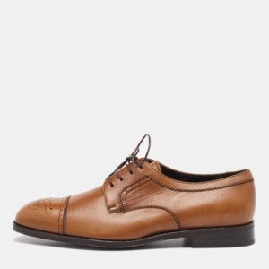 Salvatore Ferragamo Tan Leather Lace Up Brogue Derby Size 41.5
