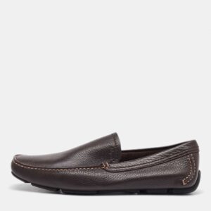 Salvatore Ferragamo Dark Brown Leather Slip On Loafers Size 41.5