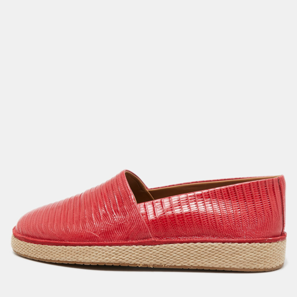 luxury-men-salvatore-ferragamo-new-shoes-p900547-001 Salvatore Ferragamo Red Lizard Leather Slip On Espadrille Size 42