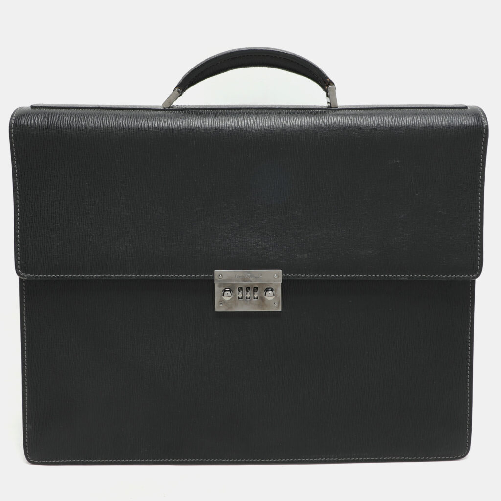 Salvatore Ferragamo Black Leather Briefcase
