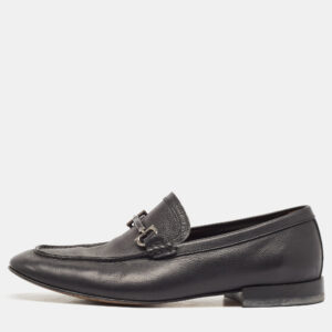Salvatore Ferragamo Black Leather Gancini Slip On Loafers Size 41