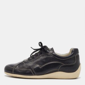 Salvatore Ferragamo Black Leather Low Top Sneakers Size 41.5