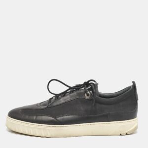 Salvatore Ferragamo Black Nubuck and Leather Aaron Low Top Sneakers Size 44