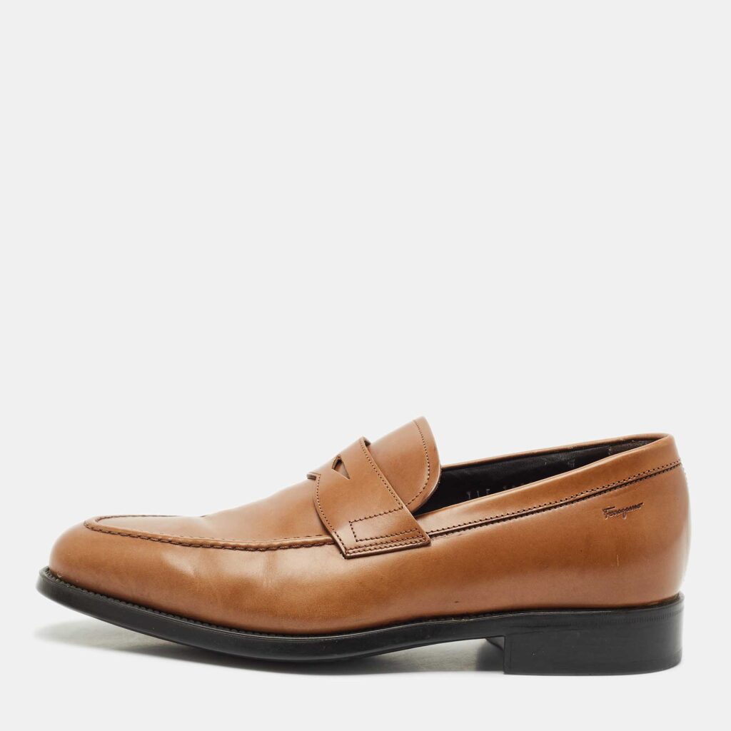 luxury-men-salvatore-ferragamo-used-shoes-p1146004-003.jpg Salvatore Ferragamo Brown Leather Penny Loafers Size 40.5