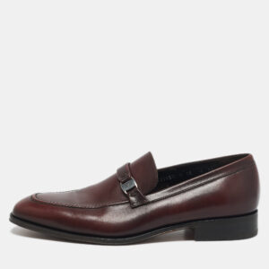 Salvatore Ferragamo Burgundy Leather Slip On Loafers Size 40