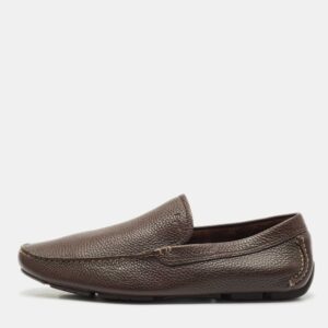 Salvatore Ferragamo Brown Leather Slip On Loafers Size 42.5