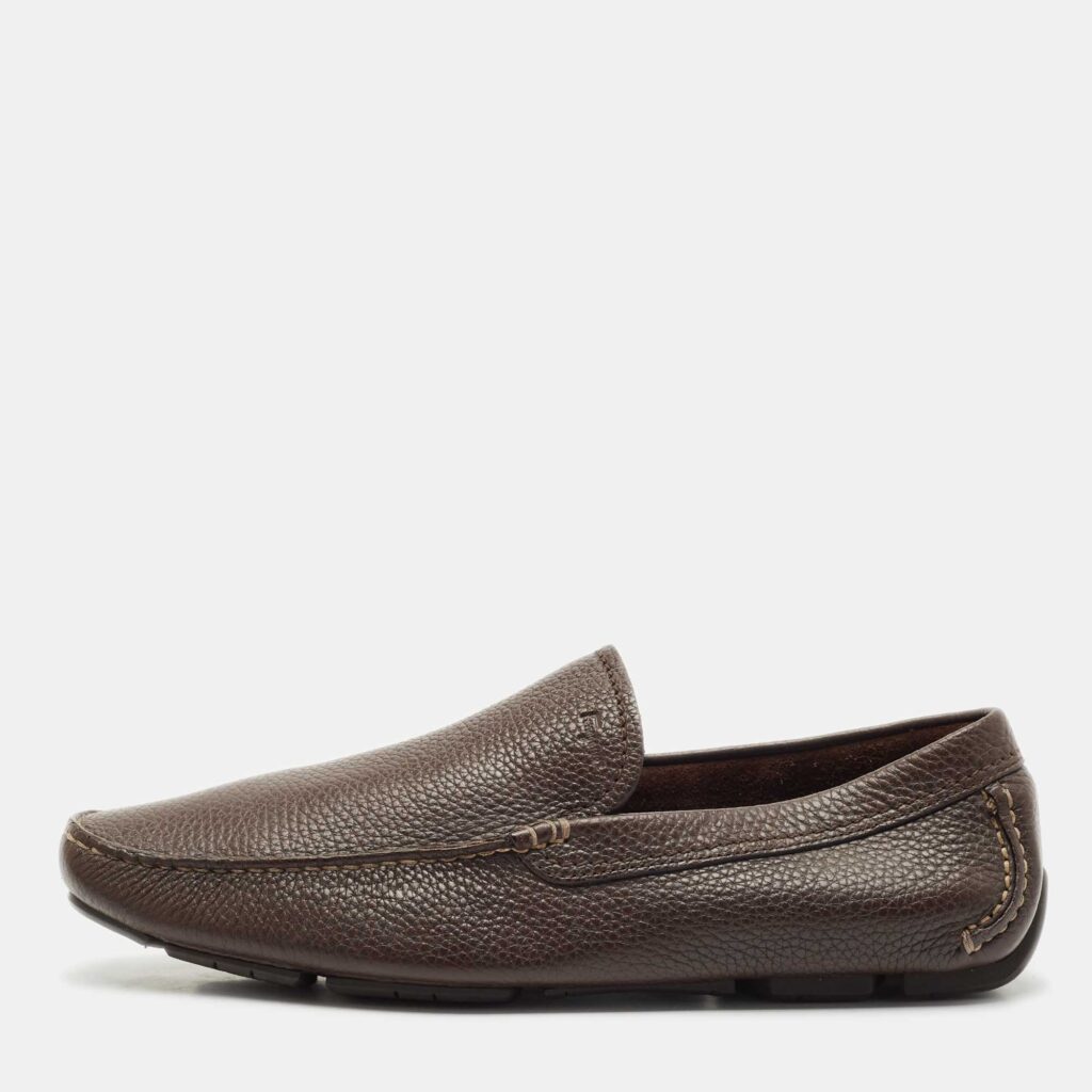 Salvatore Ferragamo Brown Leather Slip On Loafers Size 42.5