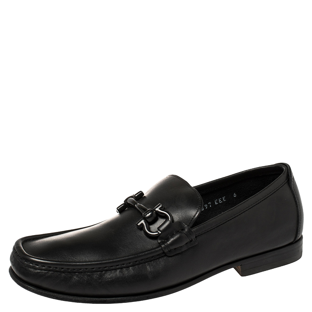 luxury-men-salvatore-ferragamo-used-shoes-p388372-001 Salvatore Ferragamo Black Leather Parigi Loafers Size 40