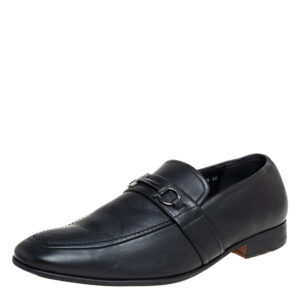 Salvatore Ferragamo Black Leather Slip On Loafers Size 43.5