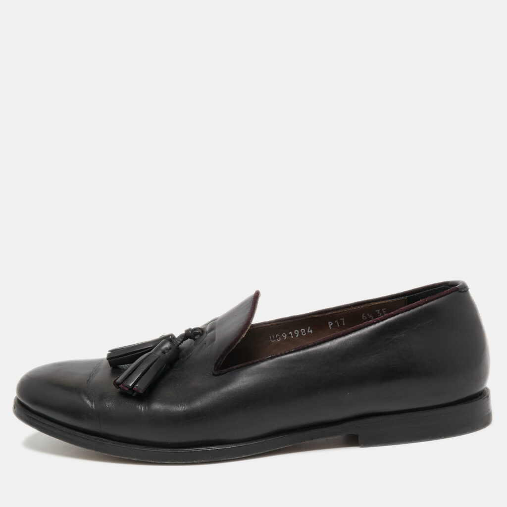 luxury-men-salvatore-ferragamo-used-shoes-p753036-001 Salvatore Ferragamo Black Leather Tassel Loafers Size 40.5
