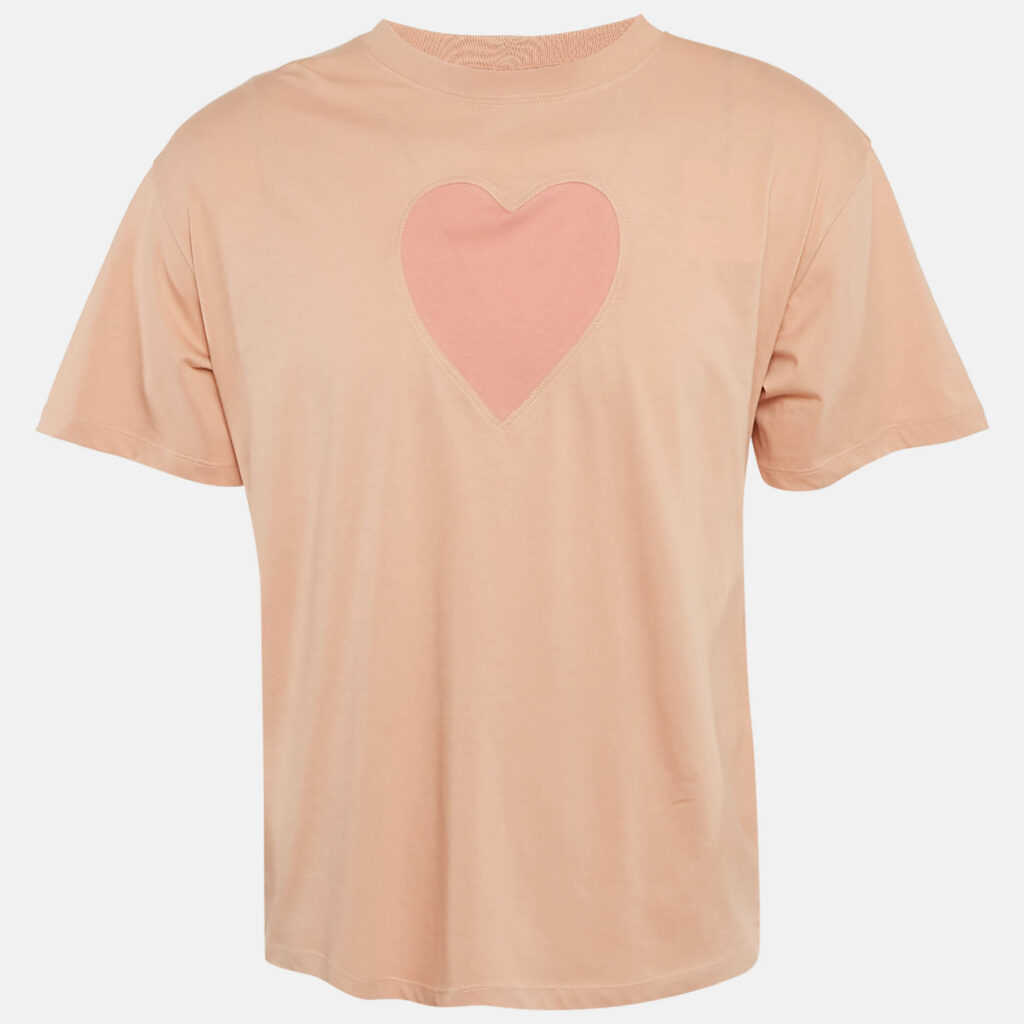 luxury-men-sandro-new-clothes-p1116314-001 Sandro Pink Peach Pink Heart Jersey Crewneck T-Shirt XL
