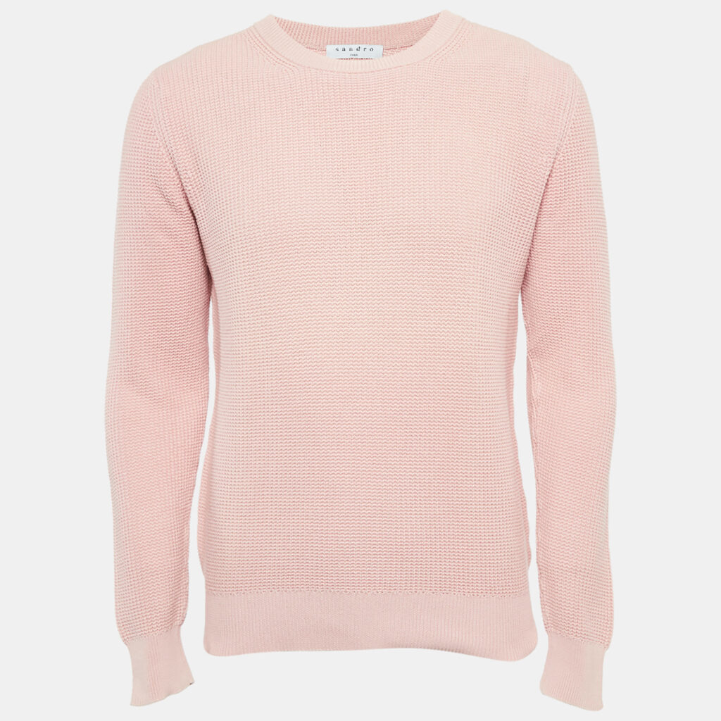 luxury-men-sandro-used-clothes-p1103982-005 Sandro Pink Cotton Knit Crew Neck Jumper M