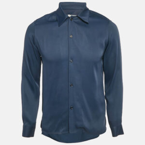 Sandro Blue Satin Requin Shirt XS