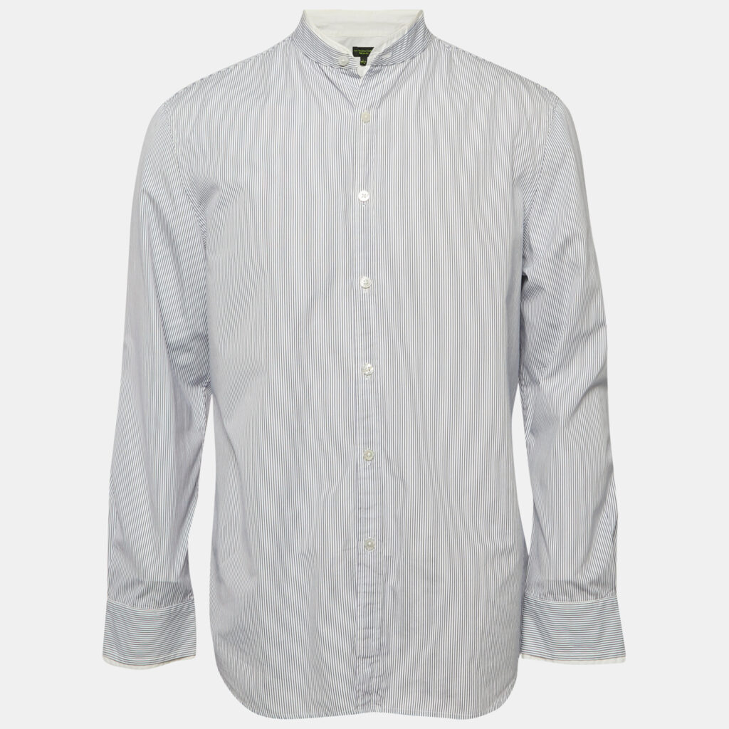 luxury-men-shanghai-tang-used-clothes-p1163121-005 Shanghai Tang Blue Striped Cotton Long Sleeve Shirt L