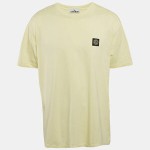 Stone Island Yellow Logo Applique Detail Cotton Crew Neck T-Shirt XXL