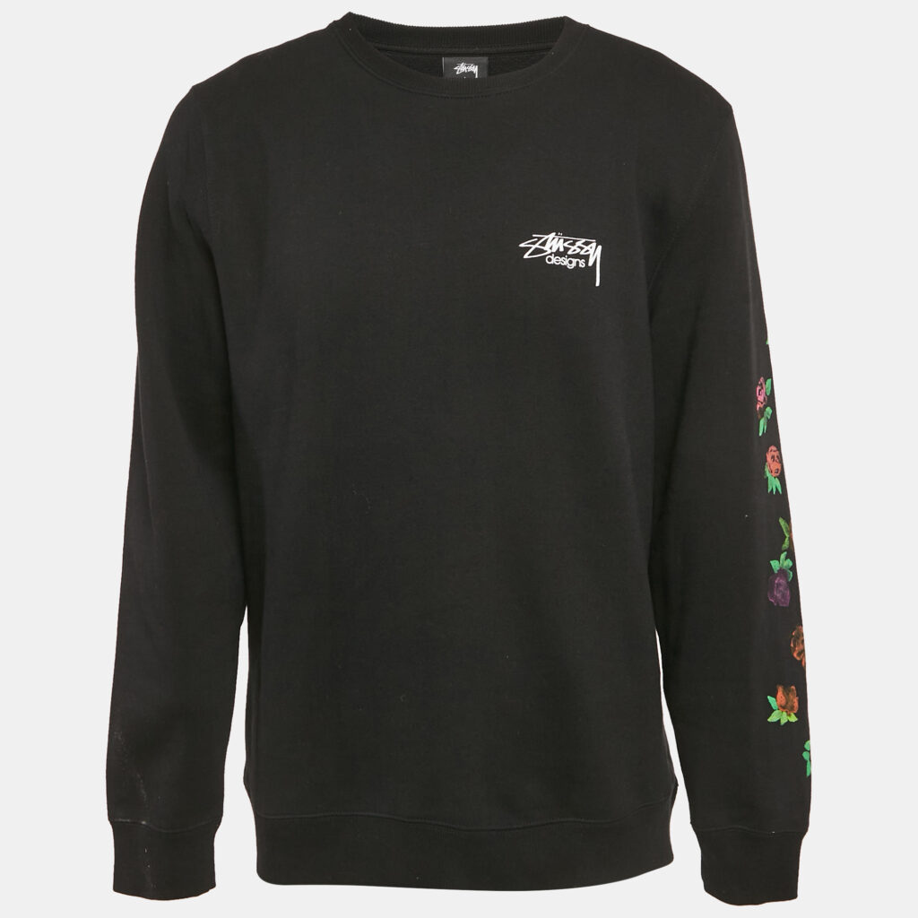 Stussy Black Printed Cotton Sweatshirt L
