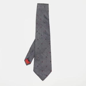 S.T. Dupont Charcoal Grey Jacquard Silk Tie