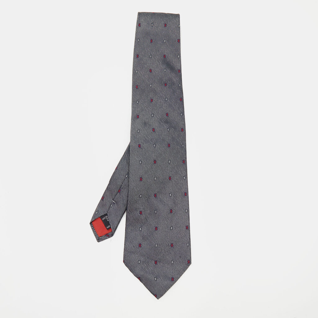 S.T. Dupont Charcoal Grey Jacquard Silk Tie