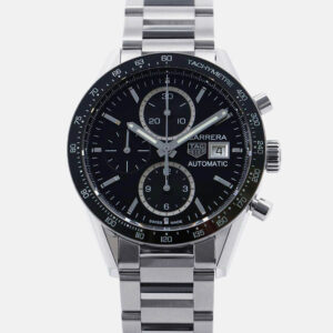 tag heuer black stainless steel carrera cv201aj.ba0715 automatic men's wristwatch 41 mm