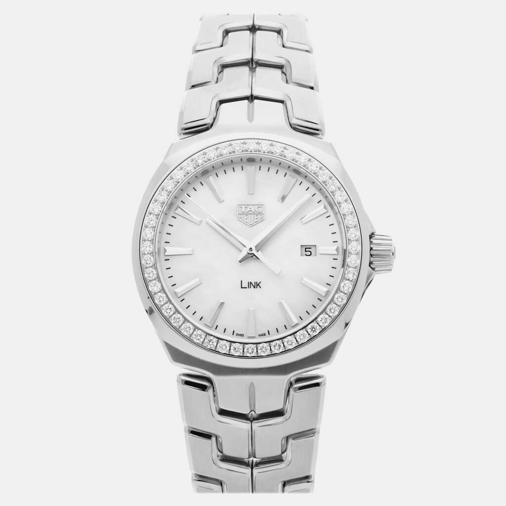 luxury-men-tag-heuer-used-watches-p1117000-002 Tag Heuer Link WBC1314.BA0600 Quartz MOP Stainless Steel Men’s Wristwatch 32 mm