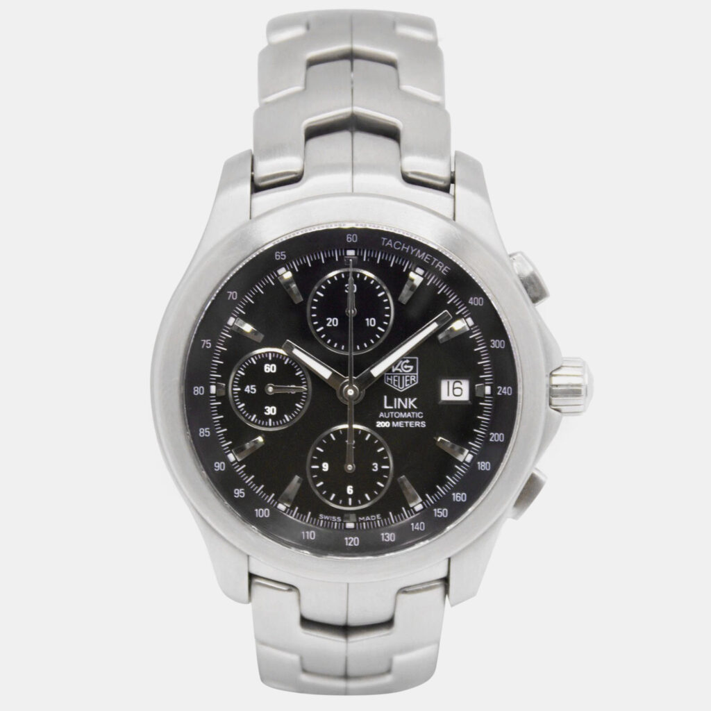 luxury-men-tag-heuer-used-watches-p1155255-004.jpg Tag Heuer Black Stainless Steel Link CJF2110.BA0576 Automatic Men's Wristwatch 42 mm