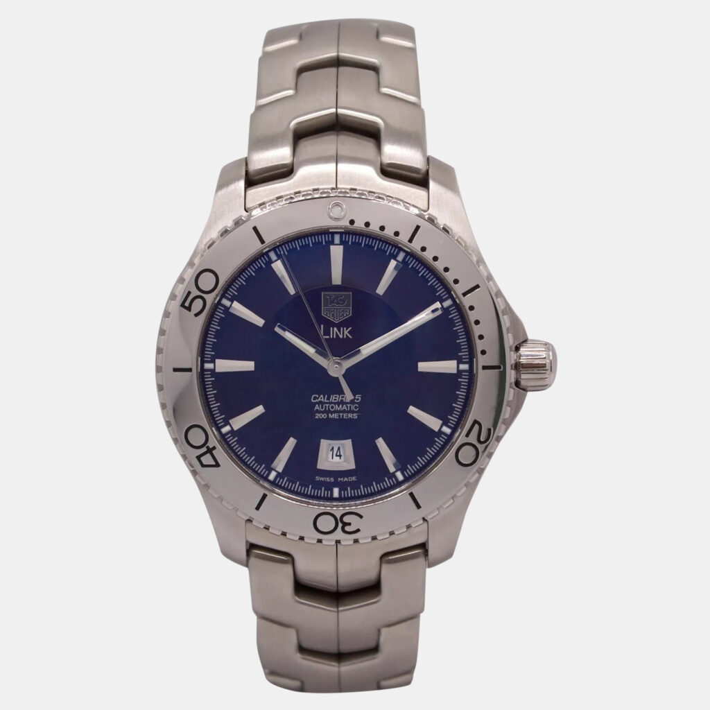 luxury-men-tag-heuer-used-watches-p1155265-006 Tag Heuer Brown Stainless Steel Link WJ201D Automatic Men's Wristwatch 42 mm