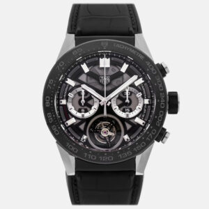 Tag Heuer Carrera Tourbillon Chronograph CAR5A8Y.FC6377 Automatic Titanium Black Dial Men's Wristwatch 45mm