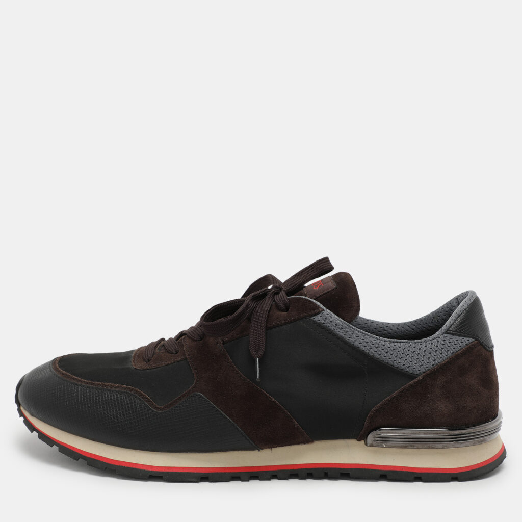 luxury-men-tods-used-shoes-p1046367-003 Tod's Brown Suede and Neoprene Low Top Sneakers Size 48
