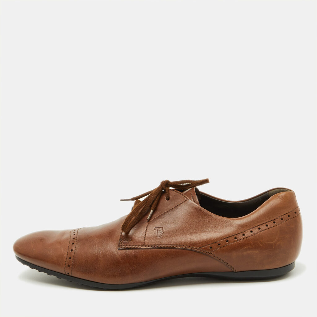 luxury-men-tods-used-shoes-p1104100-001 Tod's Brown Leather Lace Up Derby Size 44