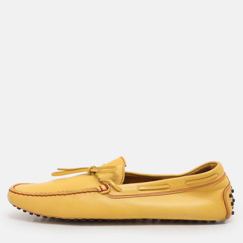 luxury-men-tods-used-shoes-p1123998-001 Tod's Yellow Leather City Gommino Loafers Size 45.5